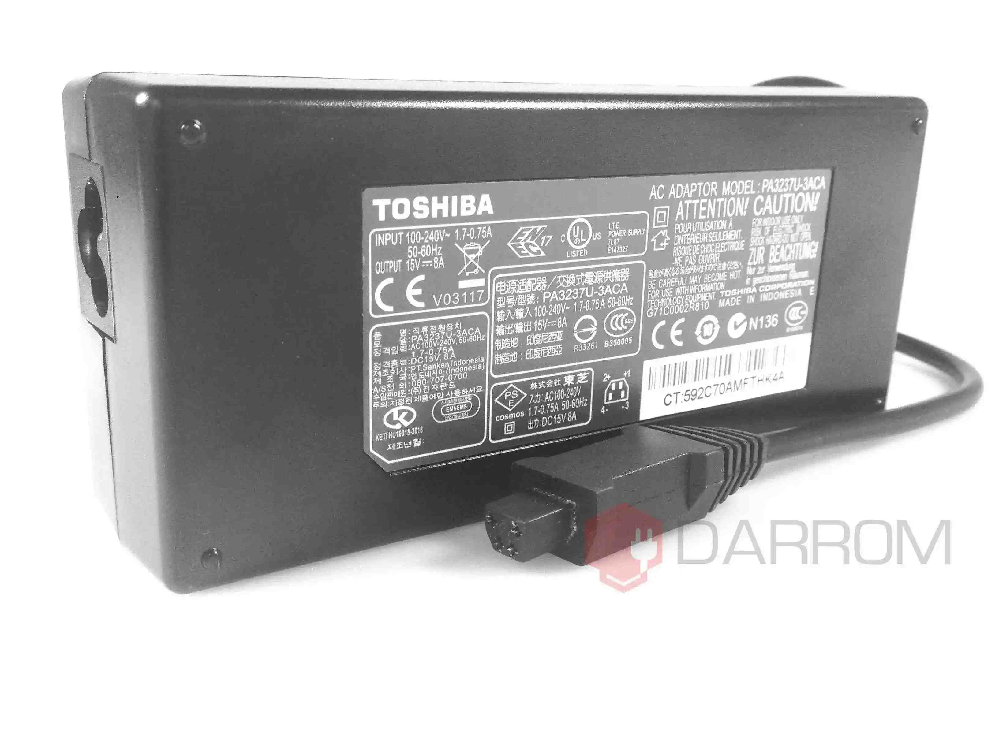 Блок питания для ноутбука TOSHIBA Qosmio G15 G25 PA3237U 15V 8A 120W (4 pin трапеция)